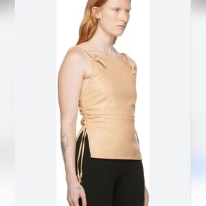 Nanushka Josca Beige Vegan Leather Top Size M